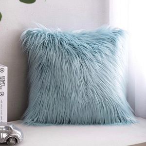 Luxury Home | Regal Williamsburg Blue Mongolian Faux Fur Throw Pillow Cover